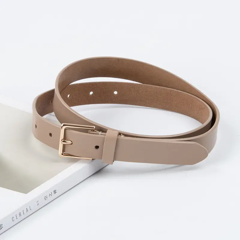 Women's Brown Genuine Leather Belt with Gold Buckle - Image 16