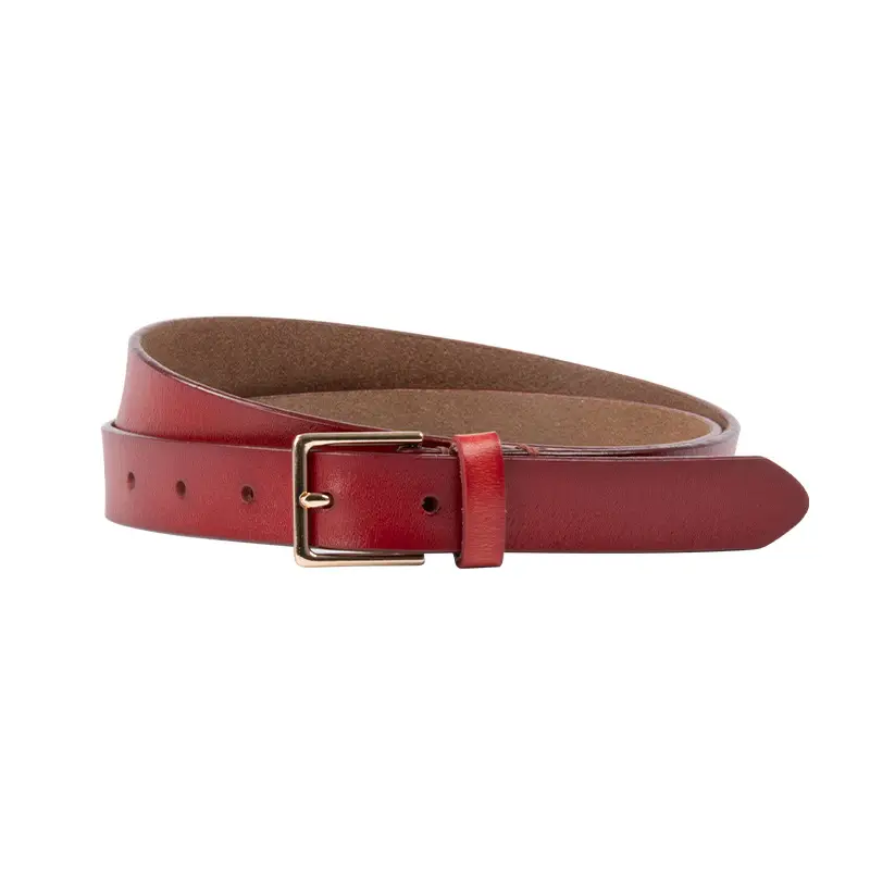 Women's Brown Genuine Leather Belt with Gold Buckle - Image 17