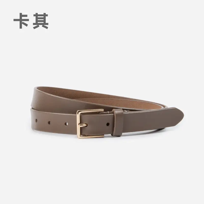 Women's Brown Genuine Leather Belt with Gold Buckle - Image 10