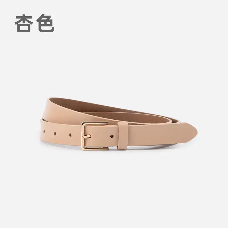 Women's Brown Genuine Leather Belt with Gold Buckle - Image 11