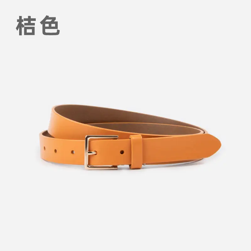 Women's Brown Genuine Leather Belt with Gold Buckle - Image 12
