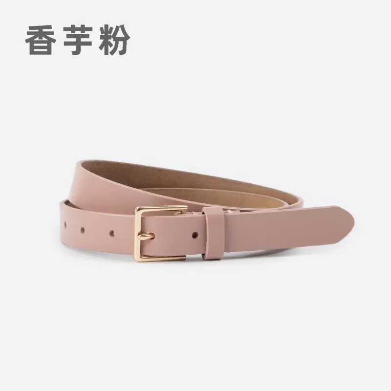 Women's Brown Genuine Leather Belt with Gold Buckle - Image 5