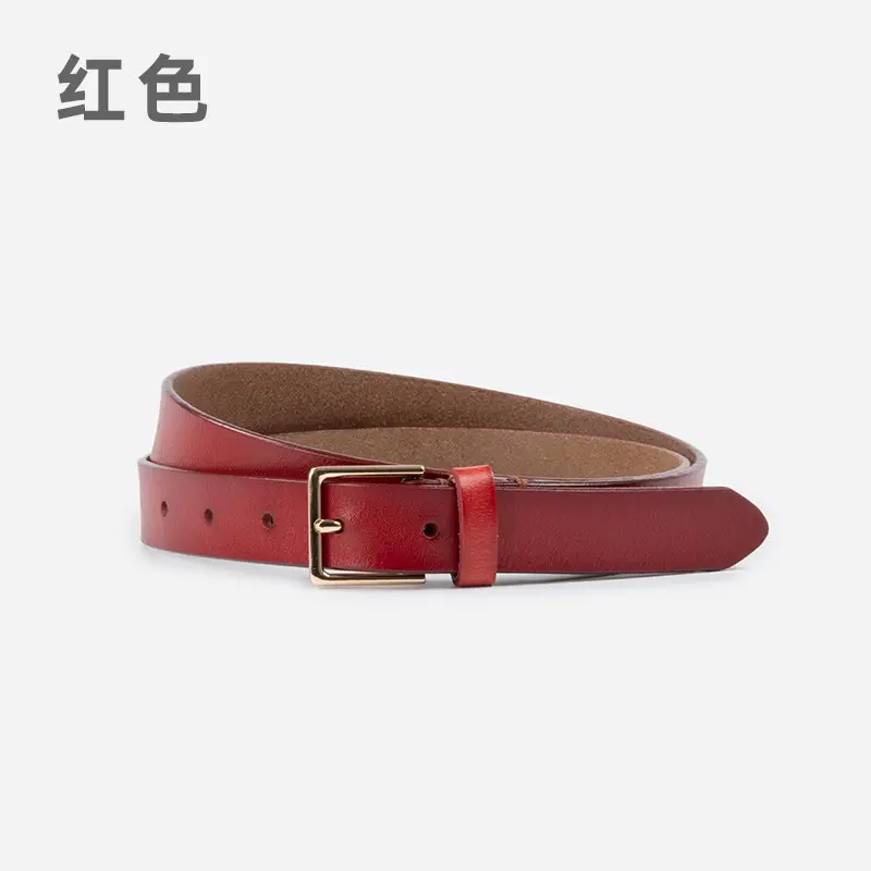 Women's Brown Genuine Leather Belt with Gold Buckle - Image 6