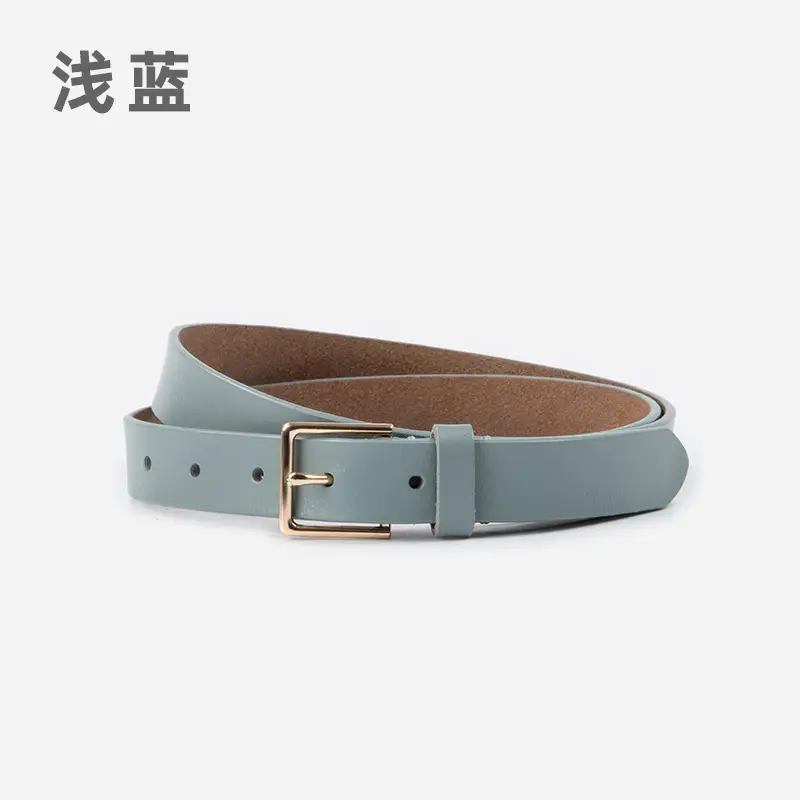 Women's Brown Genuine Leather Belt with Gold Buckle - Image 8