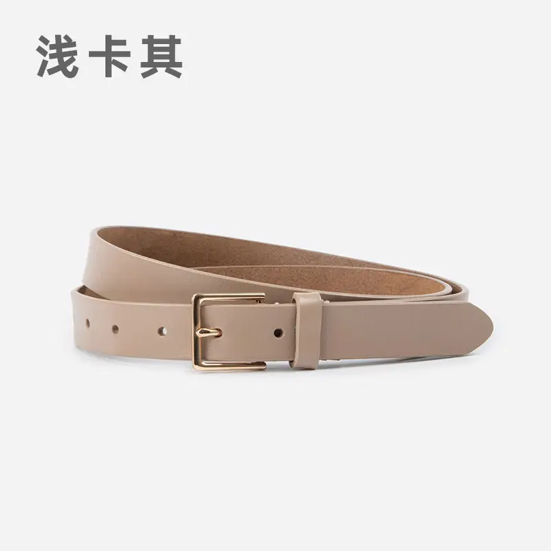 Women's Brown Genuine Leather Belt with Gold Buckle - Image 9