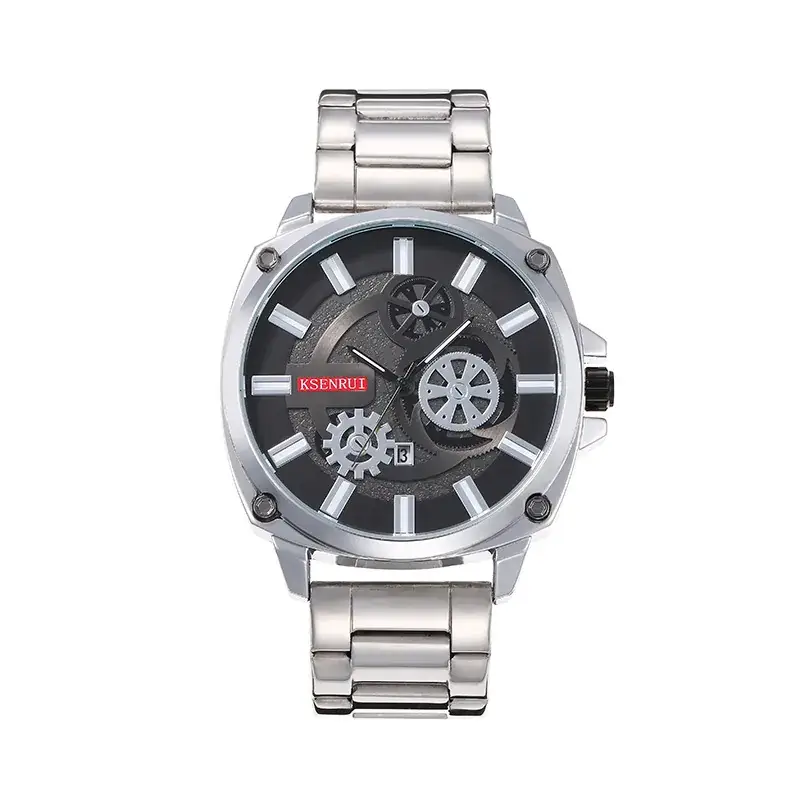 Kaisenrui Black Steel Belt Watch with Skeleton Design - Image 2