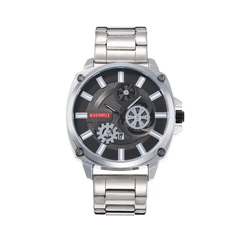Kaisenrui Black Steel Belt Watch with Skeleton Design — feature 5