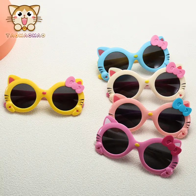 Kids Cartoon Sun Glasses Pink Bow Silicone UV Protection