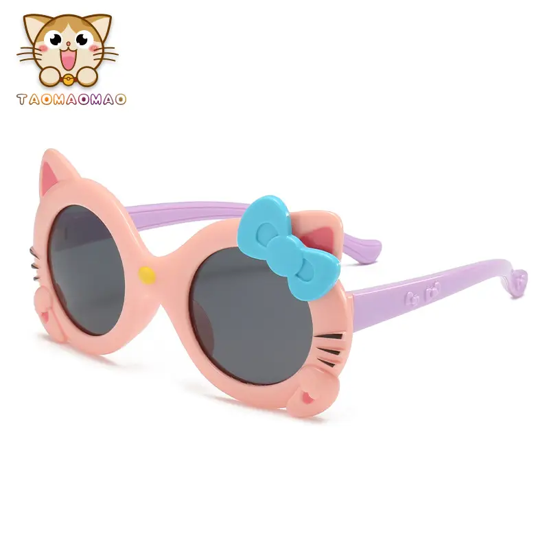 Kids Cartoon Sun Glasses Pink Bow Silicone UV Protection