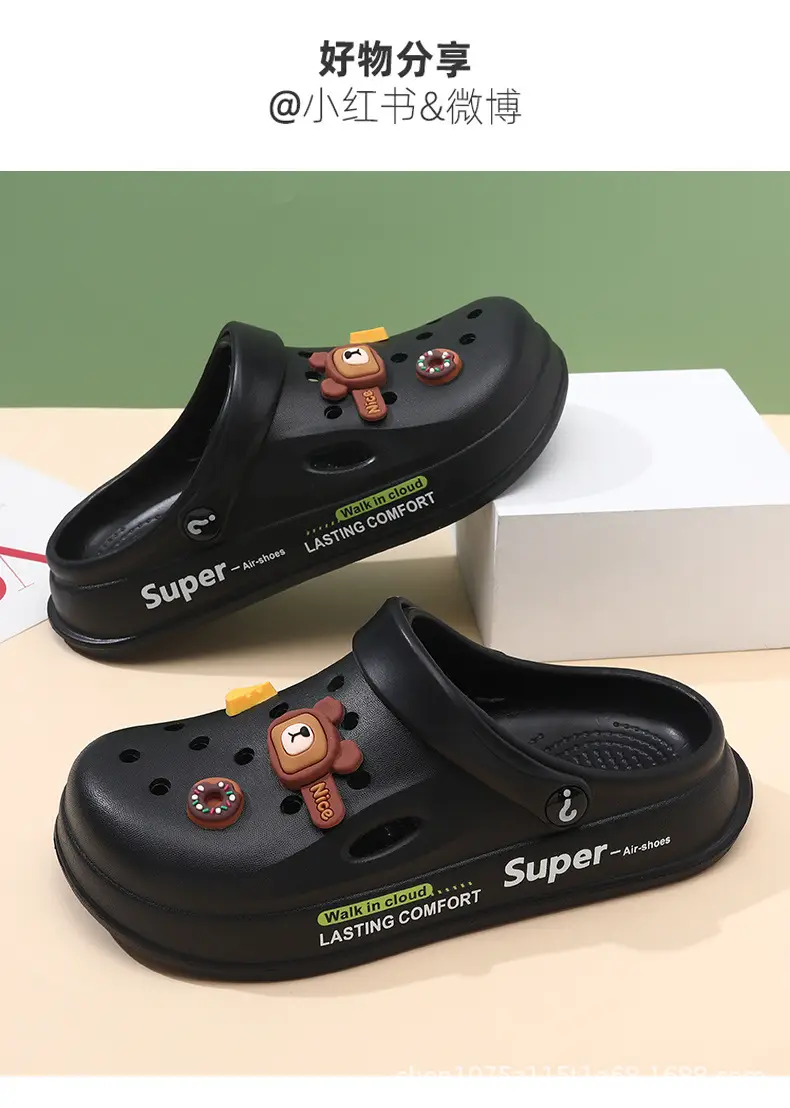 Summer new women's hole shoes thick bottom non-slip wear-resistant fashion casual outdoor beach closed toe slippers factory direct sales — feature 24