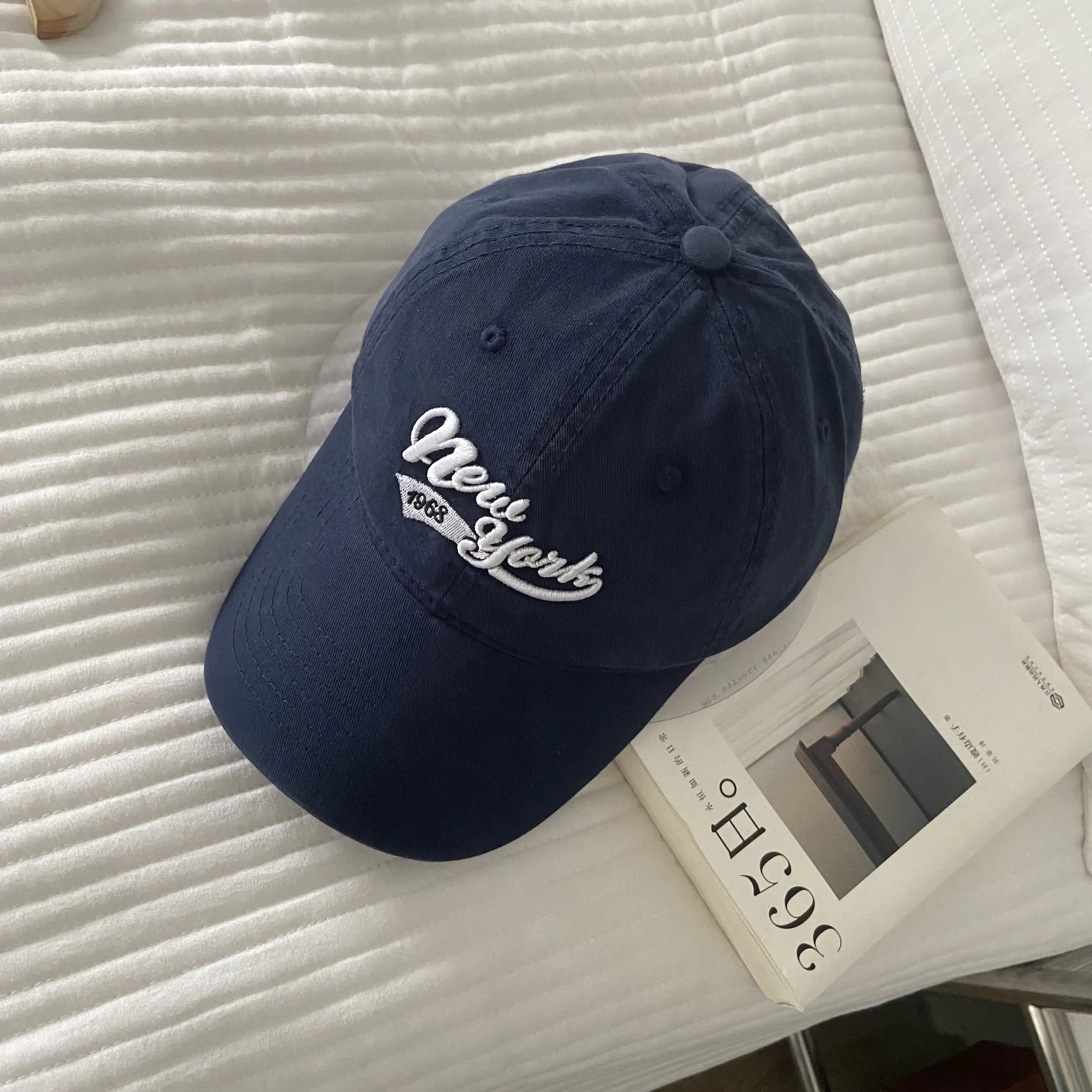 Women's Beige Letter Peak Cap Big Head Baseball Cap
