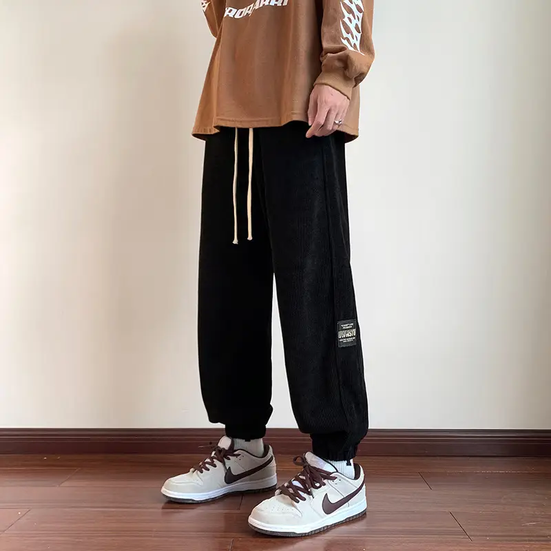 Men Fleece Lined Hip Hop Sweatpants Dark Grey - Image 8