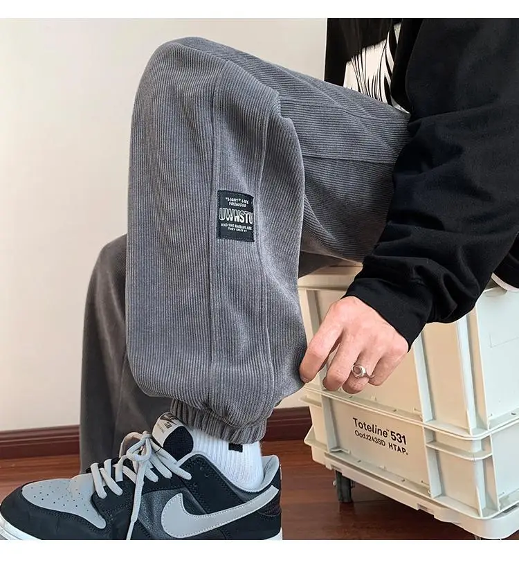 Men Fleece Lined Hip Hop Sweatpants Dark Grey — feature 10