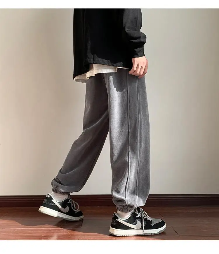 Men Fleece Lined Hip Hop Sweatpants Dark Grey — feature 11