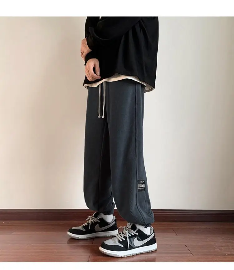 Men Fleece Lined Hip Hop Sweatpants Dark Grey — feature 12
