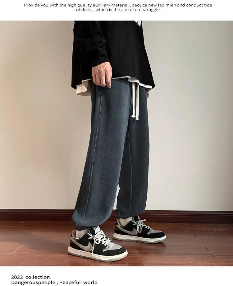Men Fleece Lined Hip Hop Sweatpants Dark Grey — feature 13