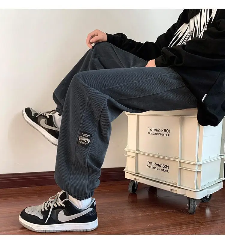 Men Fleece Lined Hip Hop Sweatpants Dark Grey — feature 14