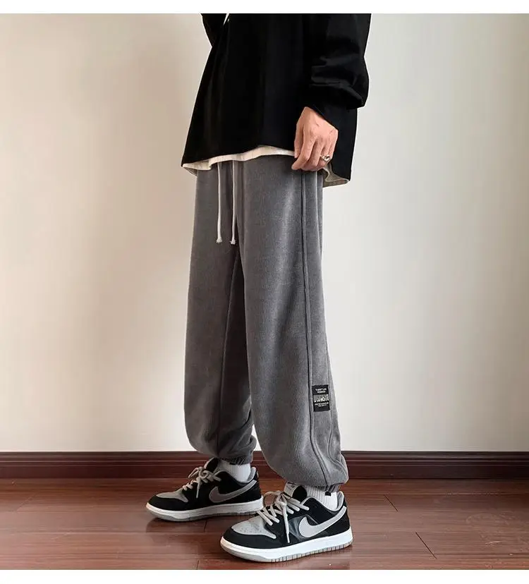 Men Fleece Lined Hip Hop Sweatpants Dark Grey — feature 8