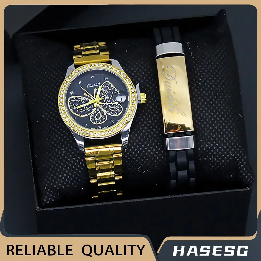 Women's Butterfly Design Quartz Watch Gold Bracelet