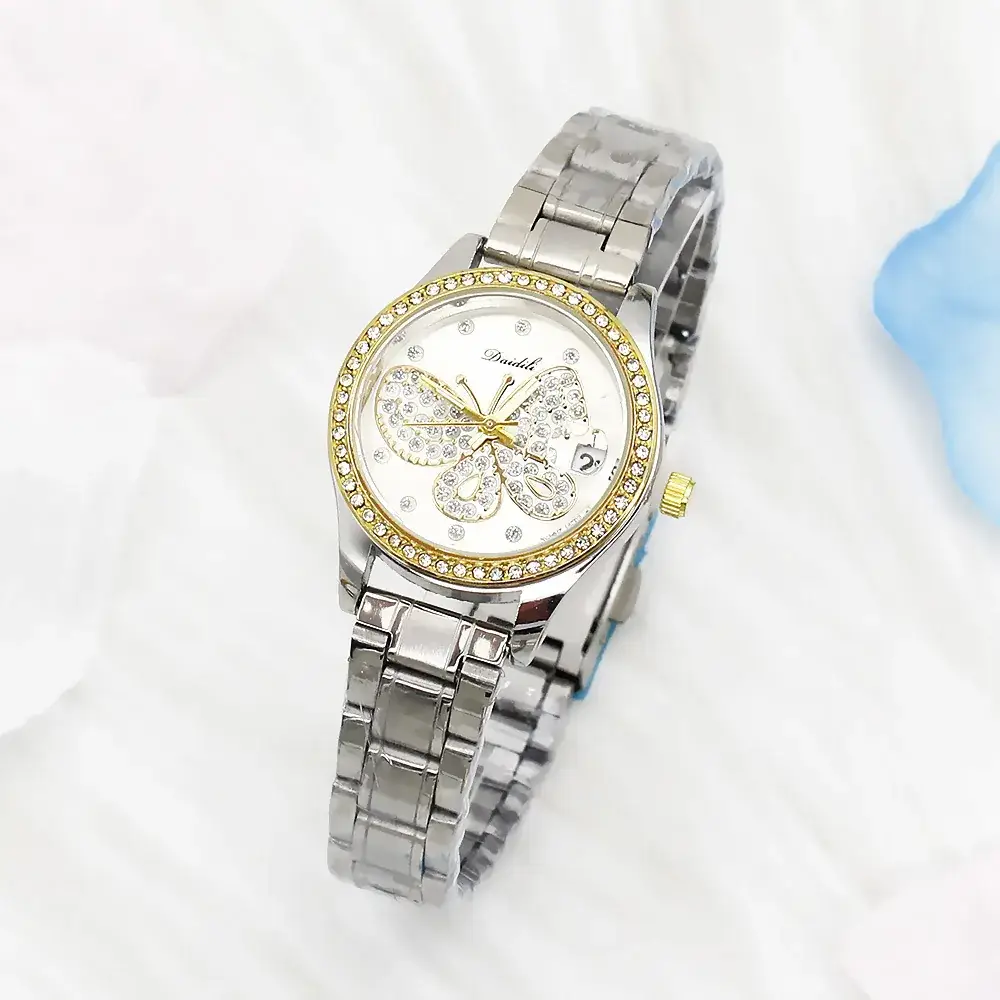 Women's Butterfly Design Quartz Watch Gold Bracelet