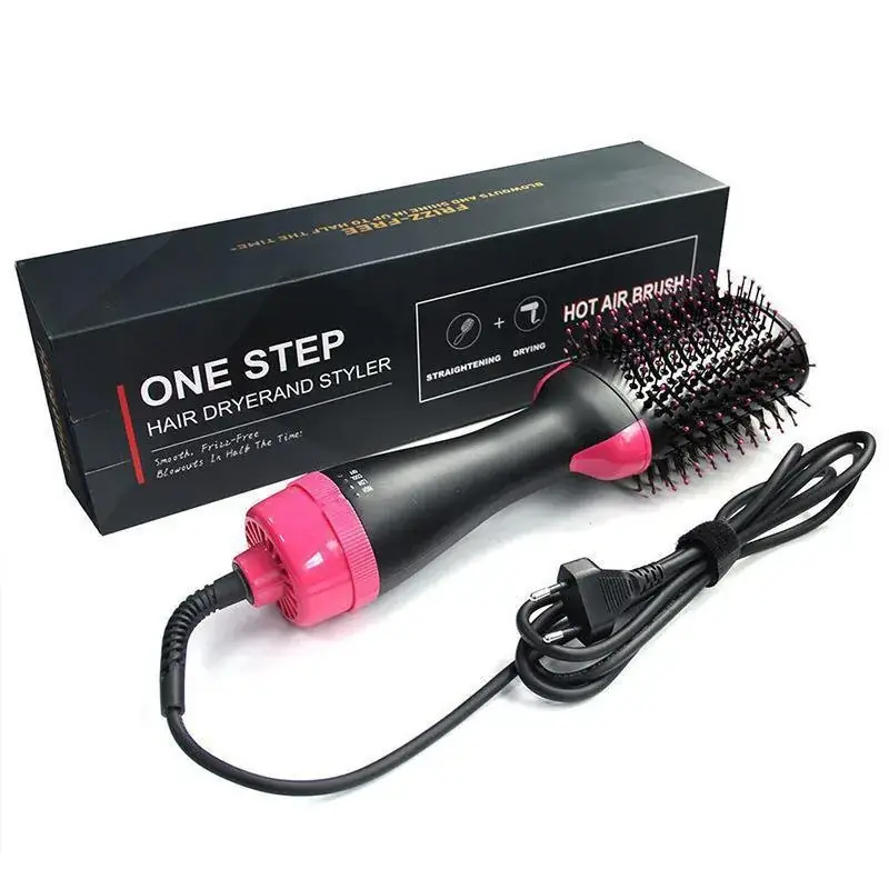 Hot Air Hair Straightener with Pink Brush & Negative Ion Technology - Image 2