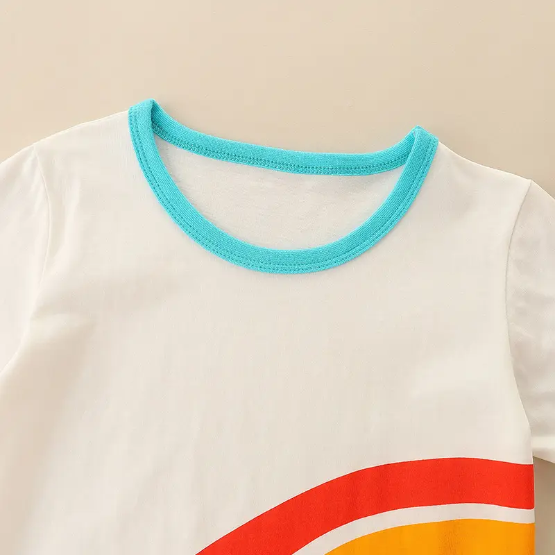 2026 Boys Rainbow Print T-Shirt Cotton Round Neck Short Sleeve - Image 4