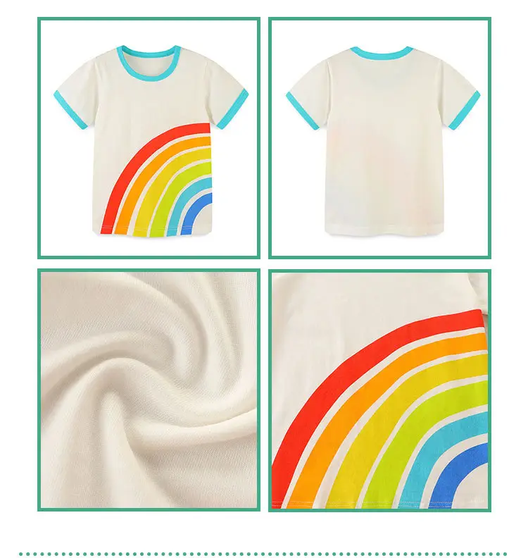2026 Boys Rainbow Print T-Shirt Cotton Round Neck Short Sleeve â feature 23