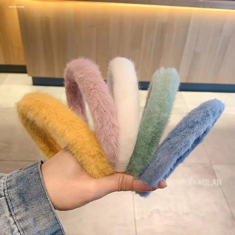 Candy Color Furry Headband for Women Winter Use - Image 7