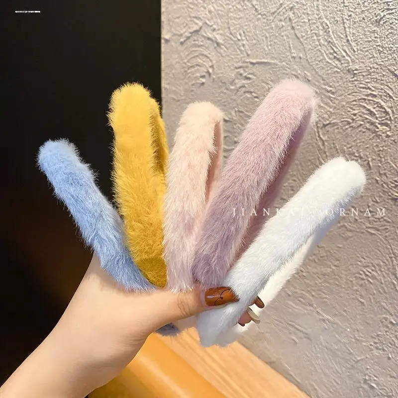 Candy Color Furry Headband for Women Winter Use - Image 9