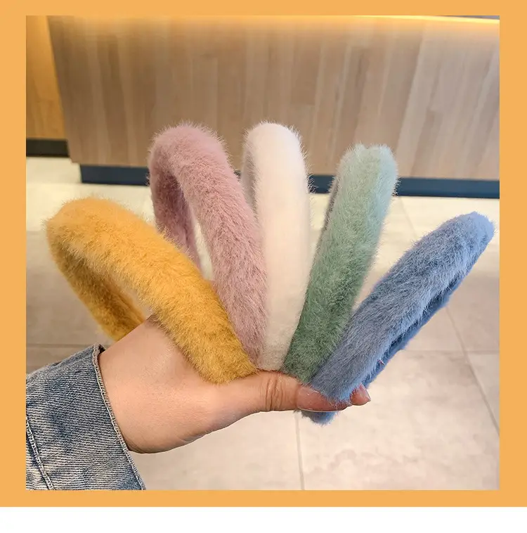 Candy Color Furry Headband for Women Winter Use — feature 1