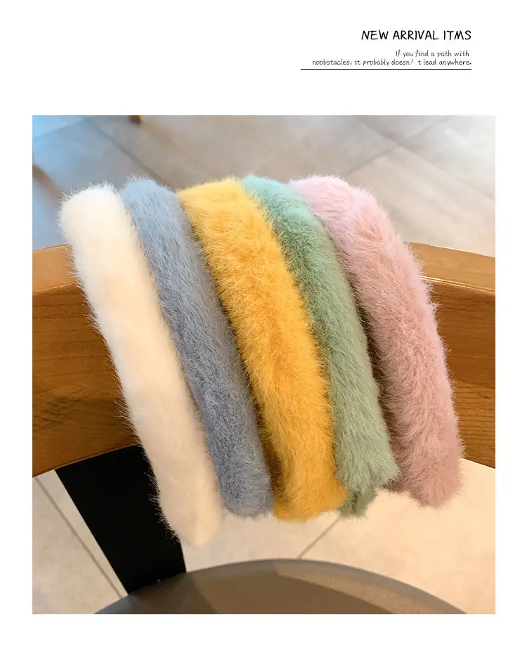 Candy Color Furry Headband for Women Winter Use — feature 4