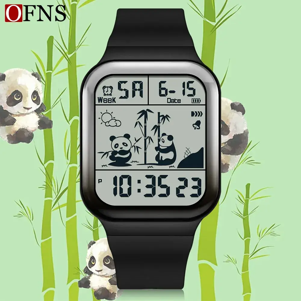 Ofns Multifunctional Sports Watch for Men Women Panda Pattern Large Screen Alarm Clock - Image 9