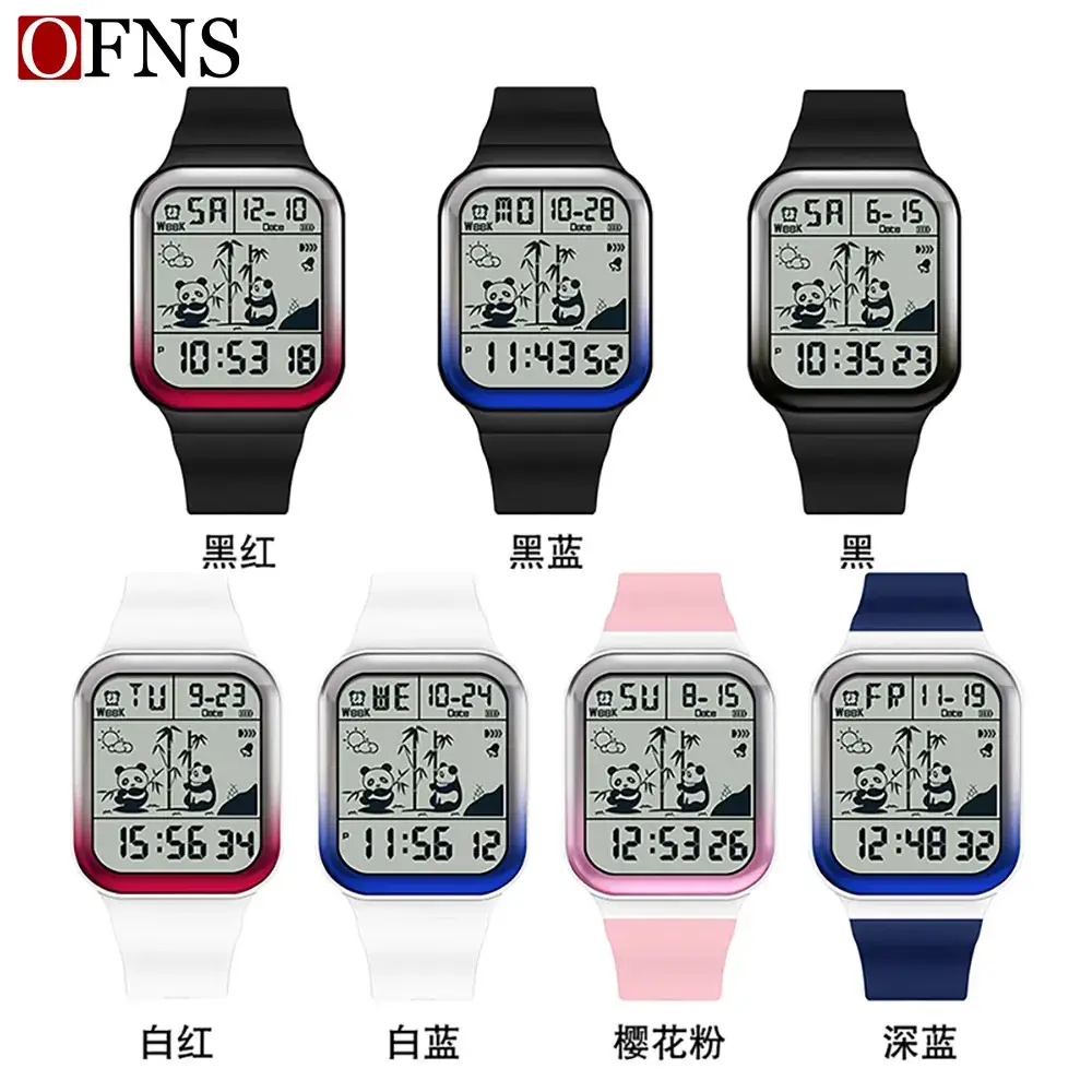 Ofns Multifunctional Sports Watch for Men Women Panda Pattern Large Screen Alarm Clock - Image 11