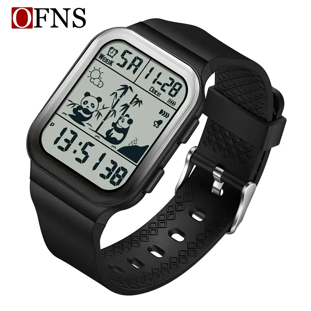 Ofns Multifunctional Sports Watch for Men Women Panda Pattern Large Screen Alarm Clock - Image 4