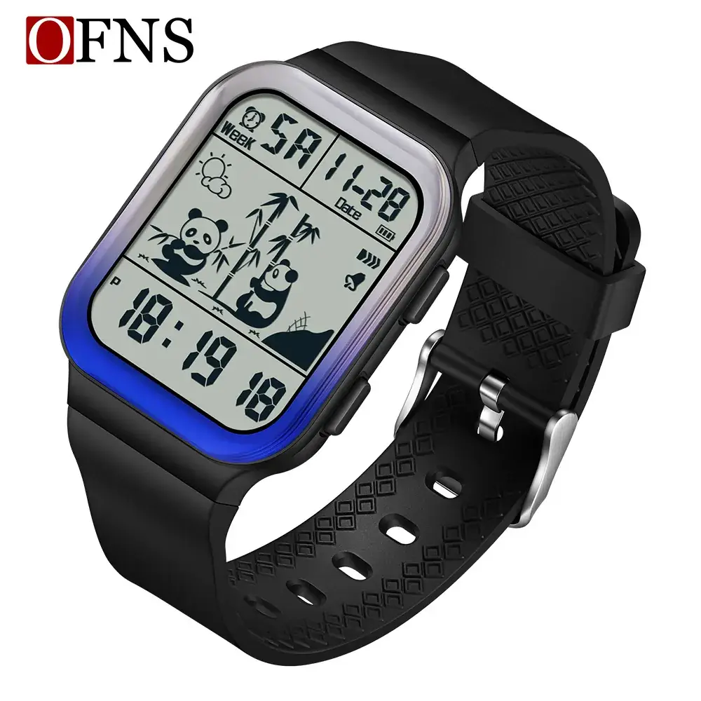 Ofns Multifunctional Sports Watch for Men Women Panda Pattern Large Screen Alarm Clock - Image 5