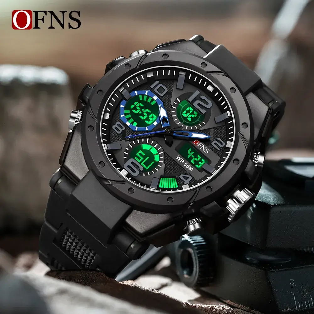 Ofns Tactical Multi-Function Chronograph Watch Black Waterproof - Image 6