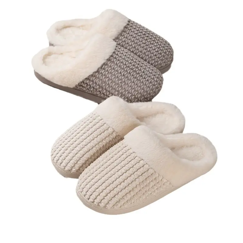 2024 new plush slippers women's autumn and winter cotton slippers thickened warm non-slip home indoor and outdoor men's wholesale