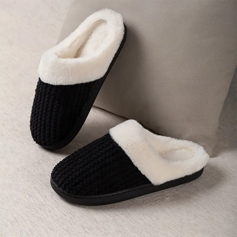 2024 new plush slippers women's autumn and winter cotton slippers thickened warm non-slip home indoor and outdoor men's wholesale — feature 11