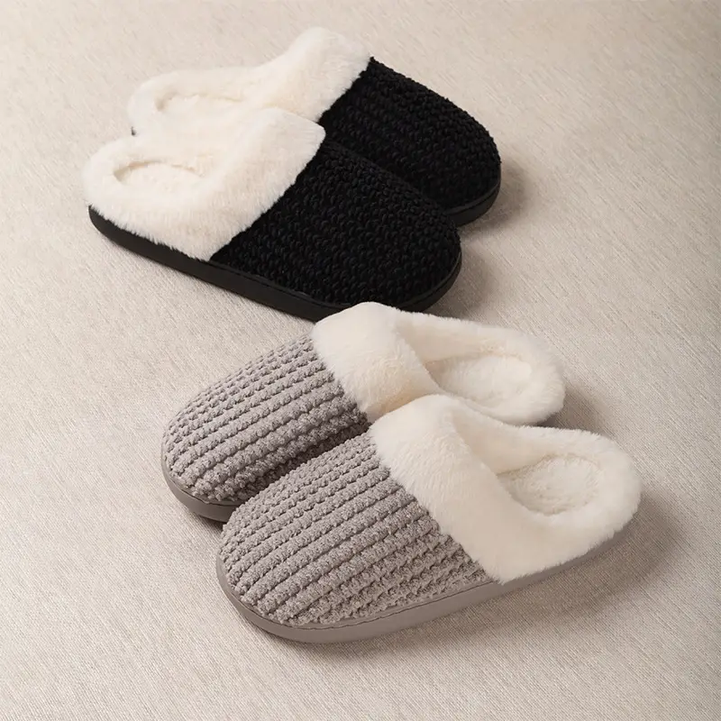 2024 new plush slippers women's autumn and winter cotton slippers thickened warm non-slip home indoor and outdoor men's wholesale — feature 2