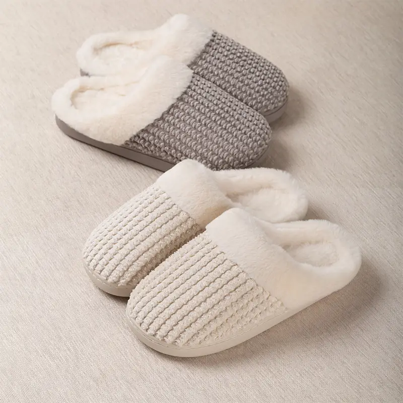 2024 new plush slippers women's autumn and winter cotton slippers thickened warm non-slip home indoor and outdoor men's wholesale — feature 3