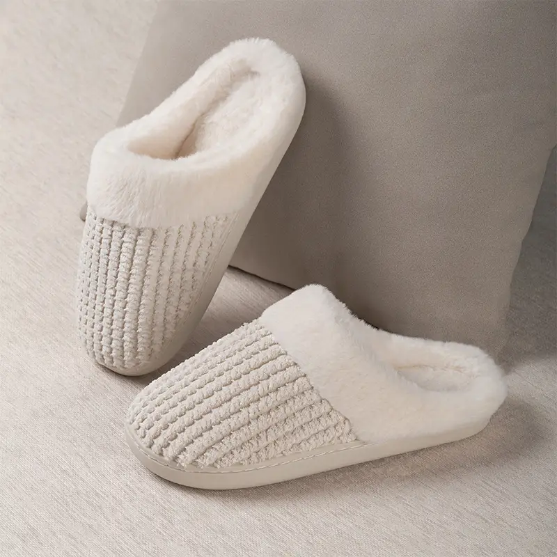 2024 new plush slippers women's autumn and winter cotton slippers thickened warm non-slip home indoor and outdoor men's wholesale