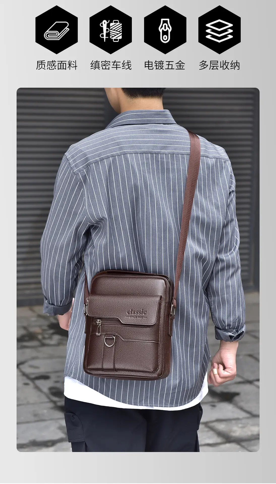 Waterproof Men's Crossbody Shoulder Bag Large Capacity — feature 13