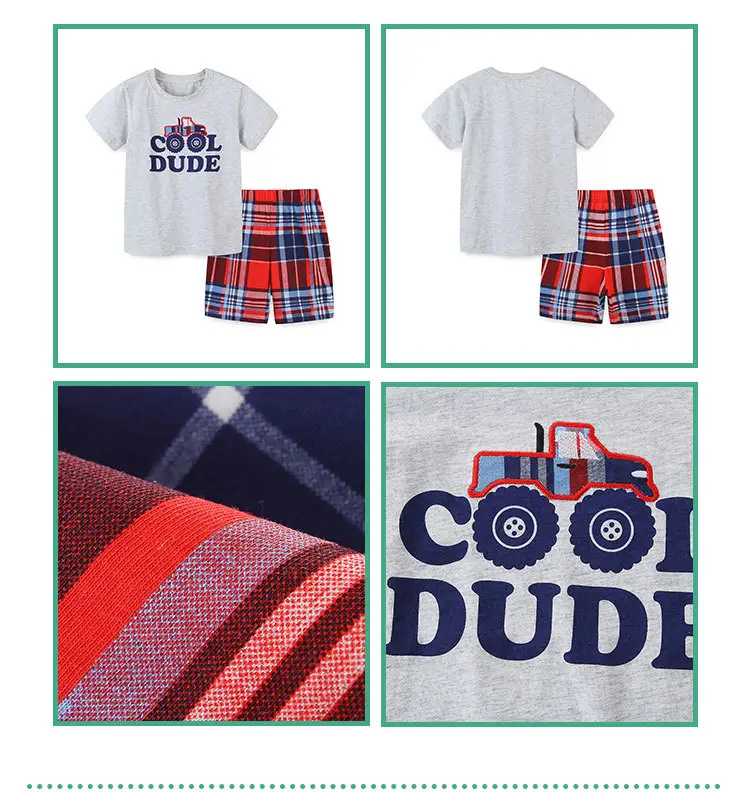 Kids Plaid Cotton T-Shirt Set Summer 26 — feature 38