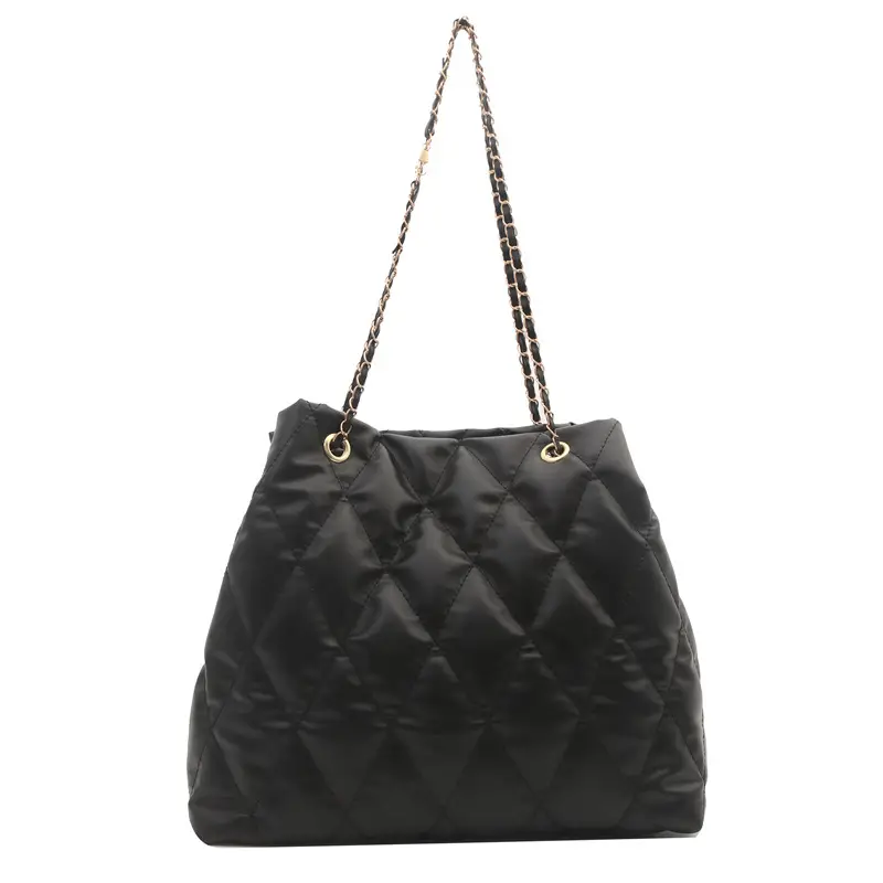 Brown Rhombic Quilted Shoulder Bag for Women - Image 9
