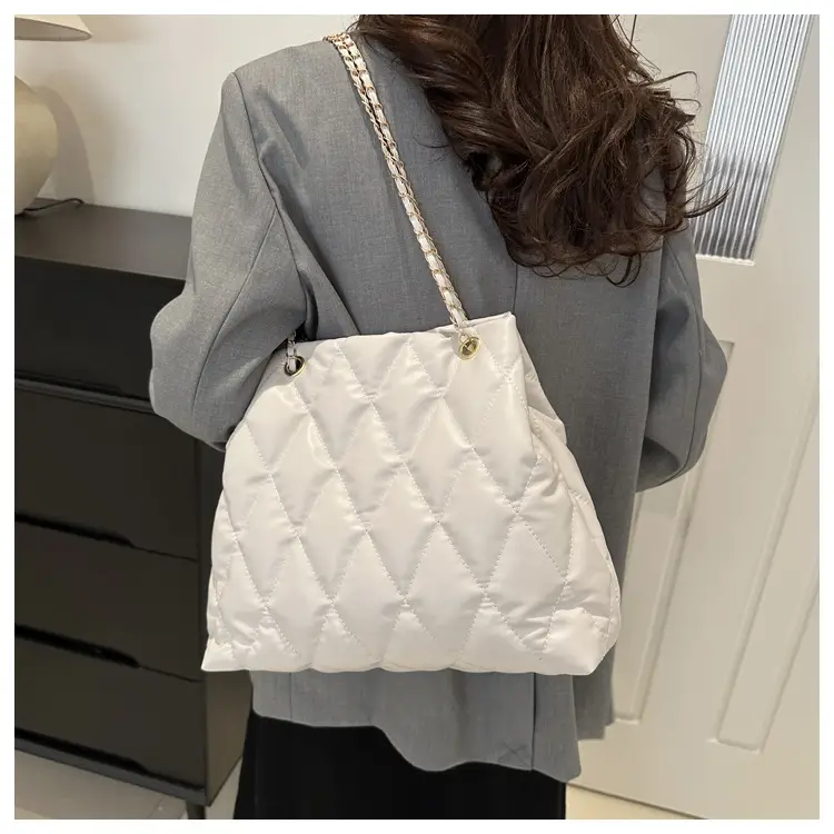 Brown Rhombic Quilted Shoulder Bag for Women — feature 18