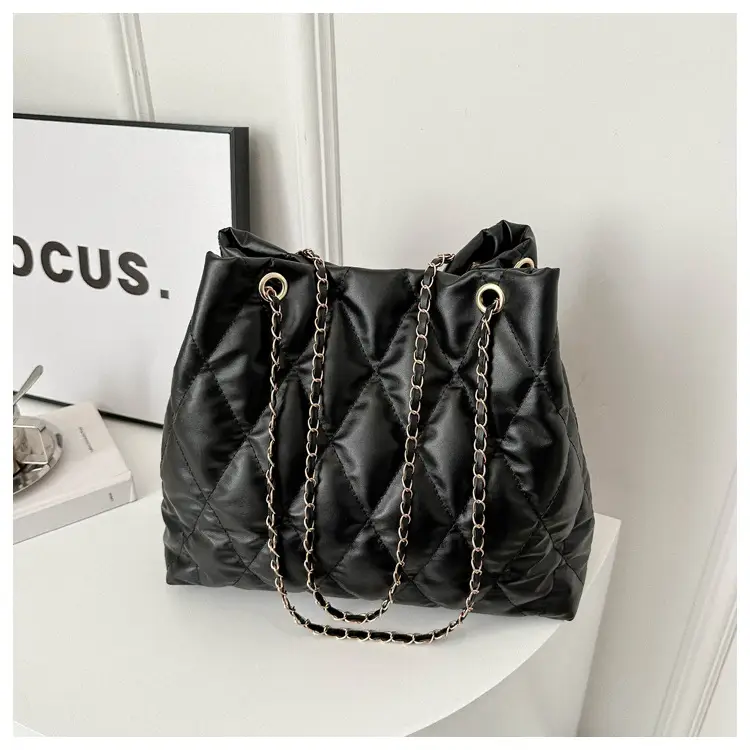 Brown Rhombic Quilted Shoulder Bag for Women — feature 23