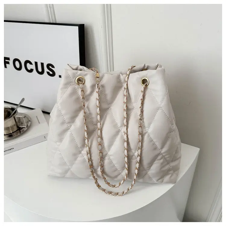 Brown Rhombic Quilted Shoulder Bag for Women — feature 24
