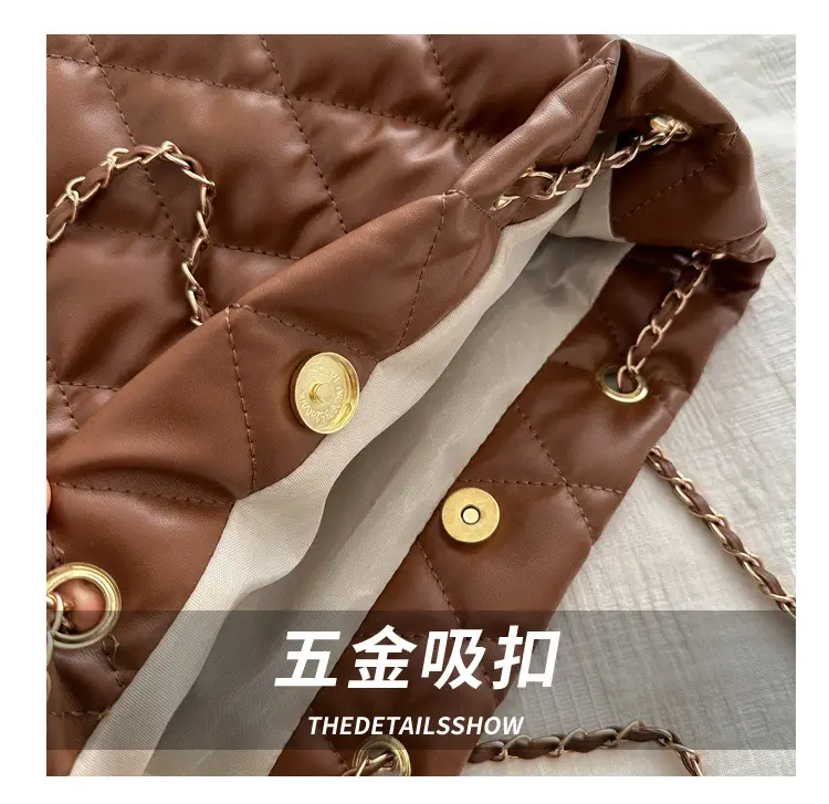 Brown Rhombic Quilted Shoulder Bag for Women — feature 5