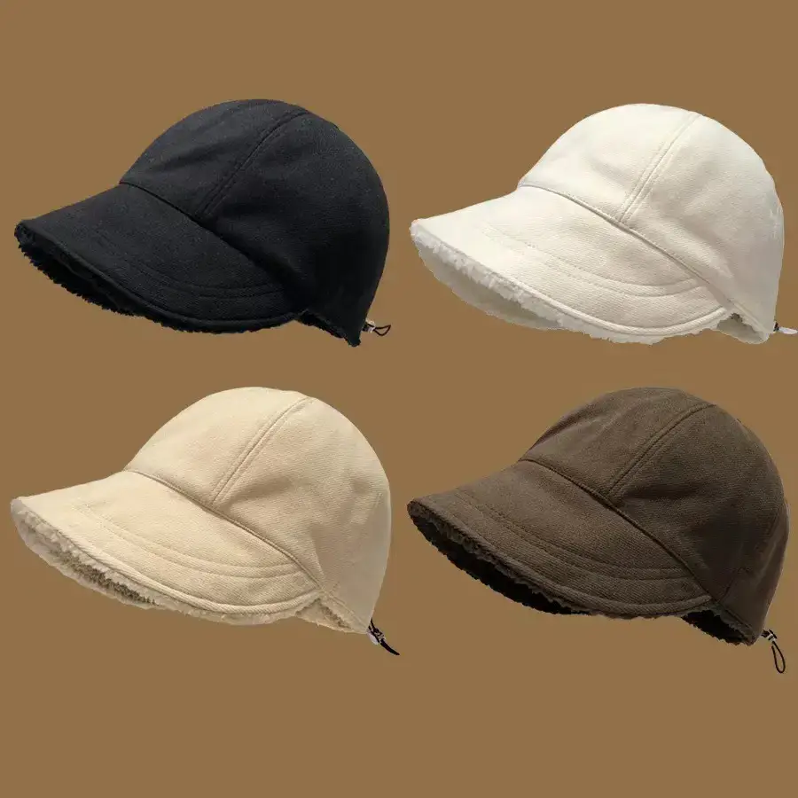 Women Winter Wool Fisherman Hat Beige Large Cap - Image 7