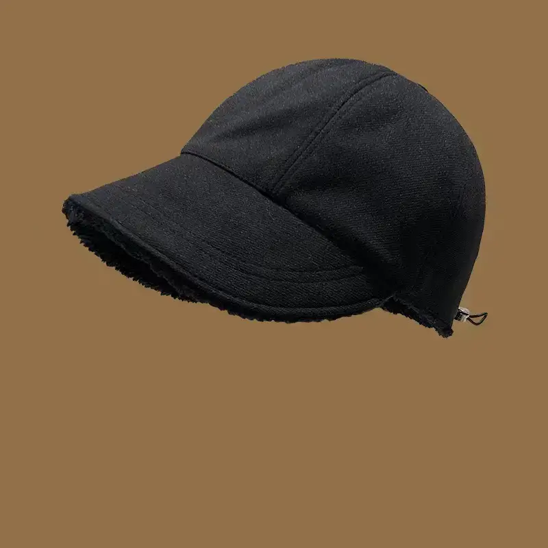 Women Winter Wool Fisherman Hat Beige Large Cap - Image 8